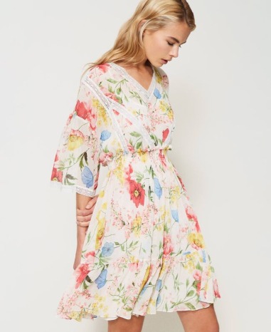 Vestido crepé estampado flores 2521