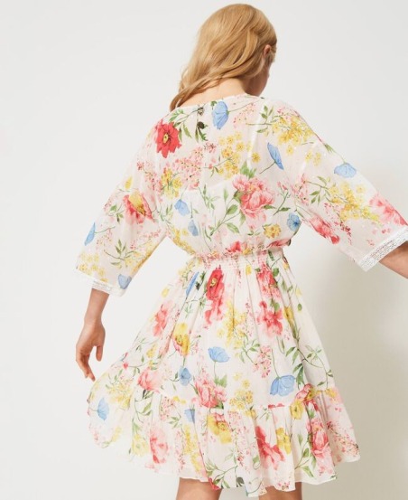 Vestido crepé estampado flores 2521