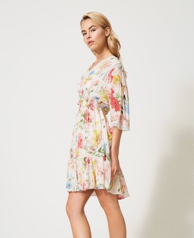 Vestido crepé estampado flores 2521
