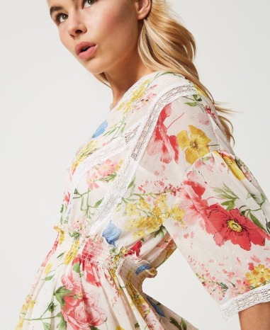 Vestido crepé estampado flores 2521