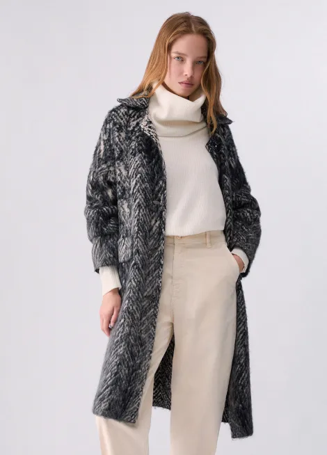 Abrigo jacquard de punto cepillada wf6190 2
