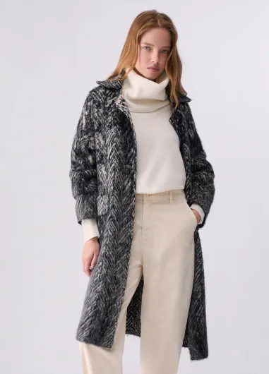 Abrigo jacquard de punto cepillada wf6190