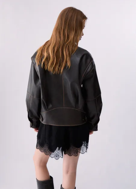 Bomber oversize en tejido revestido WF6194