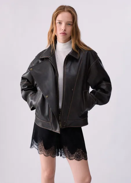 Bomber oversize en tejido revestido WF6194