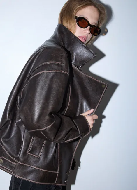 Bomber oversize en tejido revestido WF6194