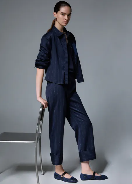 Pantalones cigarrillo de raya diplomática WF6250