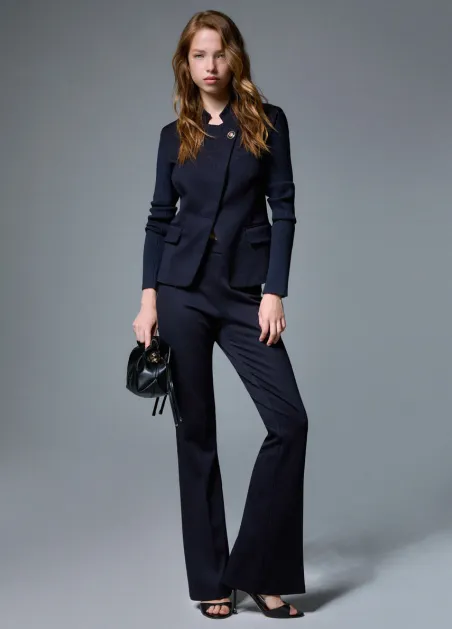 Pantalones flare en punto milano WF6264