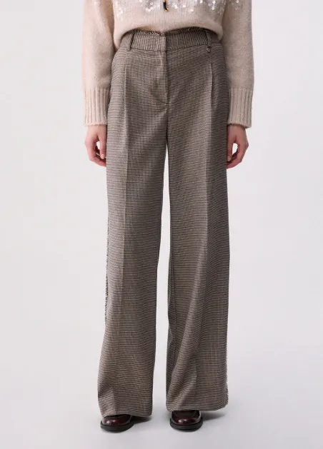 Pantalón largo en pata de gallo WF6336