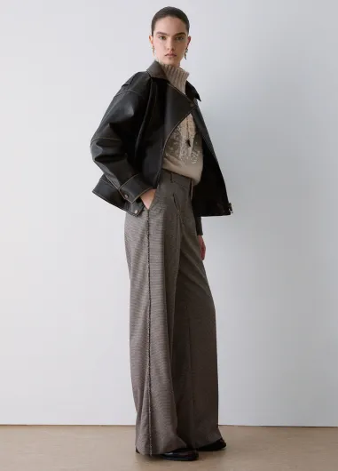 Pantalón largo en pata de gallo WF6336