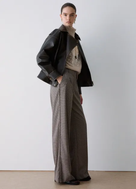 Pantalón largo en pata de gallo WF6336
