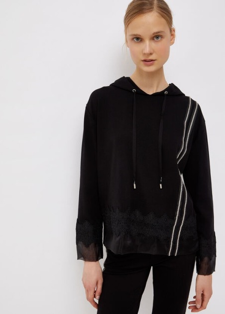 Sudadera con capucha y encaje TF1046