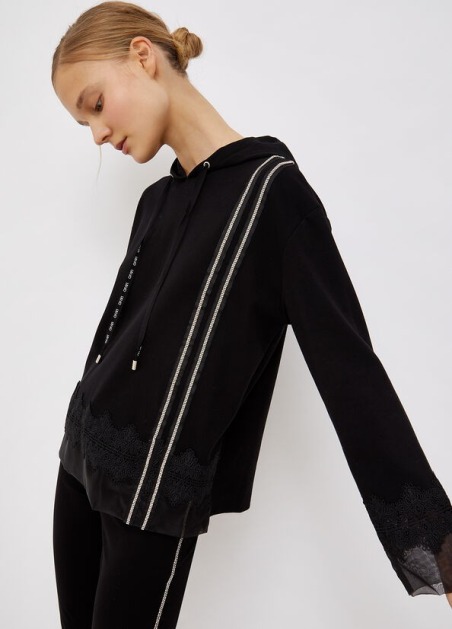 Sudadera con capucha y encaje TF1046