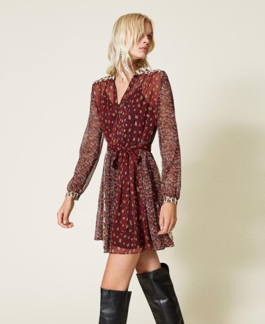 Vestido corto de crepé estampado 2252