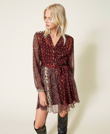 Vestido corto de crepé estampado 2252