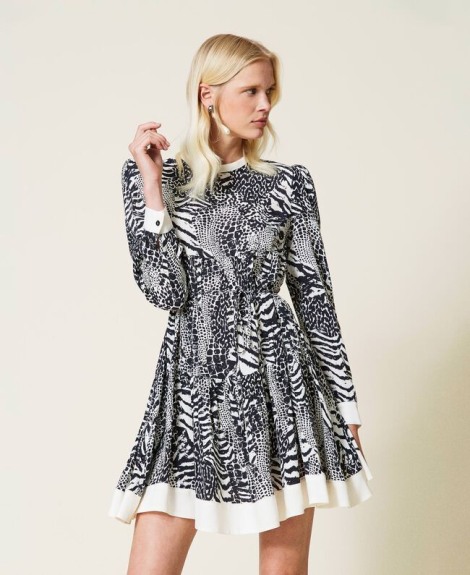 Vestido de crepé con estampado animal print 2412