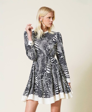 Vestido de crepé con estampado animal print 2412