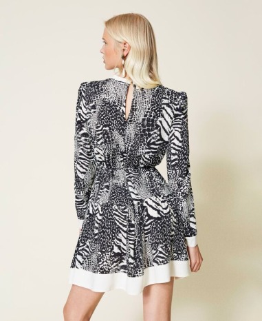 Vestido de crepé con estampado animal print 2412