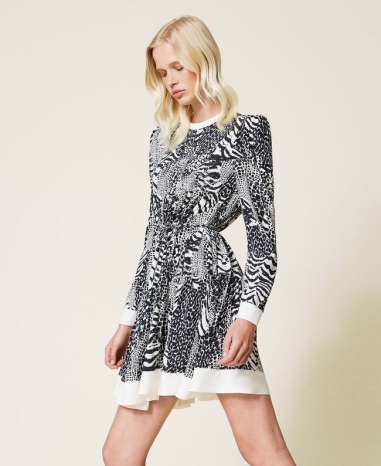 Vestido de crepé con estampado animal print 2412