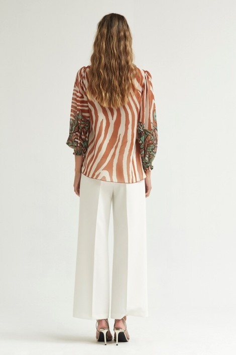 Blusa de gasa estampada manga farol RECOL 2