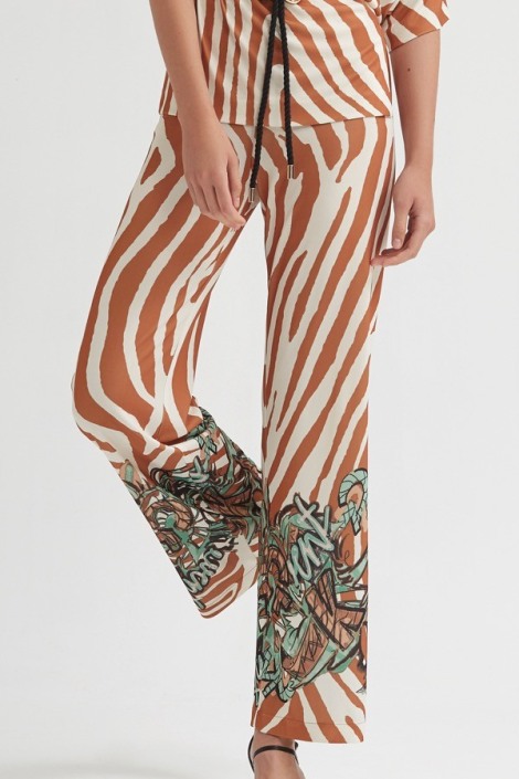 Pantalon palazzo estampado grafiti Iwira