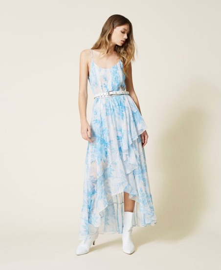 Vestido largo con estampado de flores toile de Jouy TP2711