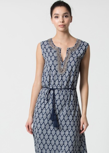 Dress rossana Long dress with deep neckline and retrò print