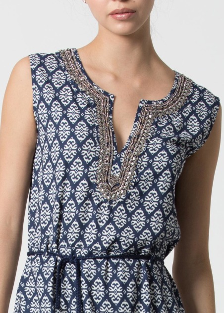 Dress rossana Long dress with deep neckline and retrò print