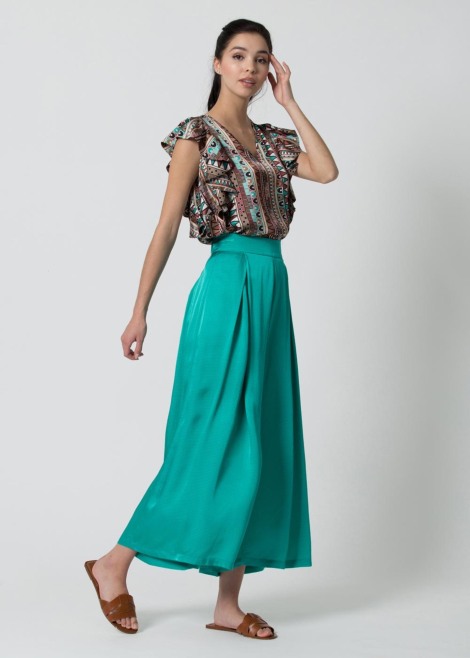 Blouse karen Sleeveless blouse with ruffles and retro print 2