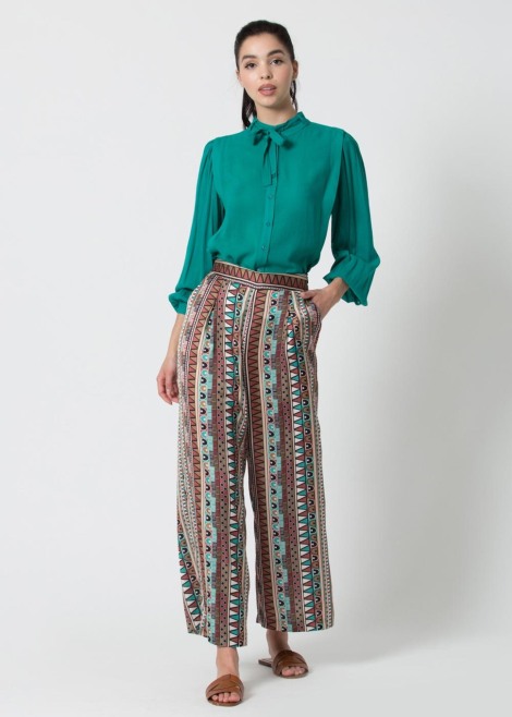 Trousers fashion kuri Wide-leg jacquard trousers