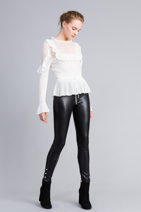 PA82AB  LEGGINGS DE PIEL SINTÉTICA CON CUENTAS