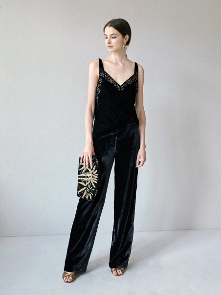 Pantalón terciopelo detalle de cuentas PAN.6970.413