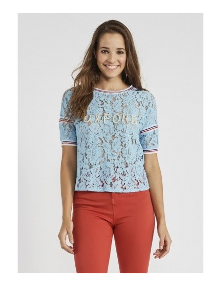 Camiseta en encaje rebrode