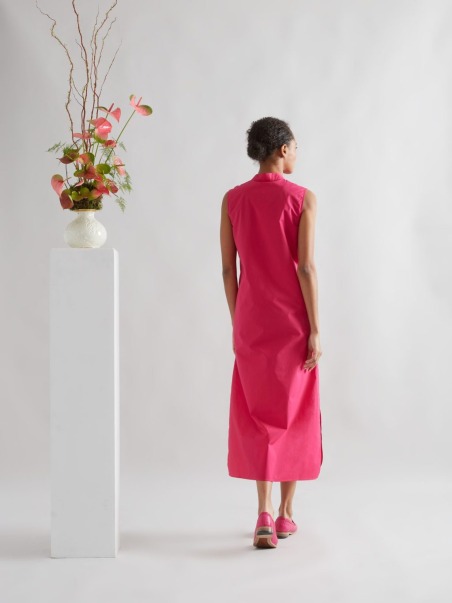 Vestido Is coming midi de popelín frambuesa 5215,621 | IS COMING