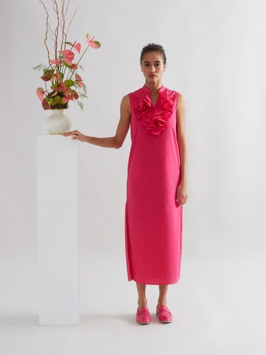 Vestido Is coming midi de popelín frambuesa 5215,621 | IS COMING