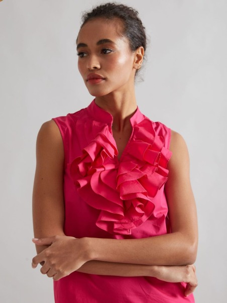 Vestido Is coming midi de popelín frambuesa 5215,621 | IS COMING