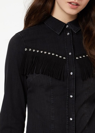 Camisa Vaquera flecos U69071