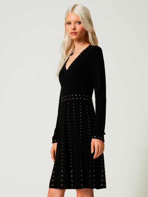 Vestido corto de punto con tachuelas 3173 | TWINSET
