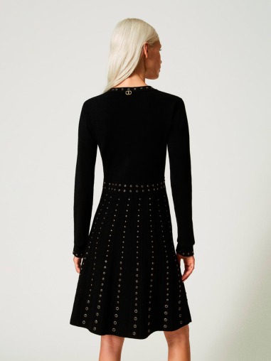 Vestido corto de punto con tachuelas 3173 | TWINSET