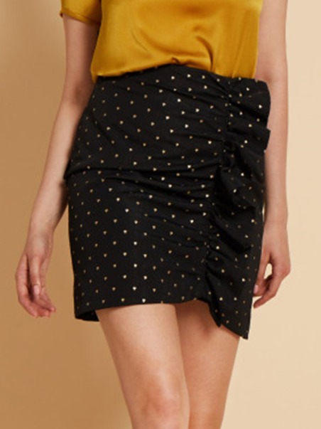 Falda Deneuve negra corazones