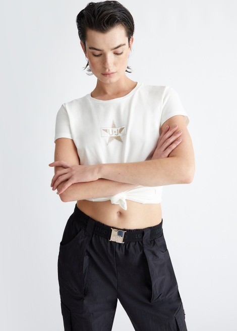 Camiseta con estrella y logotipo TA4136 | LIU JO 2