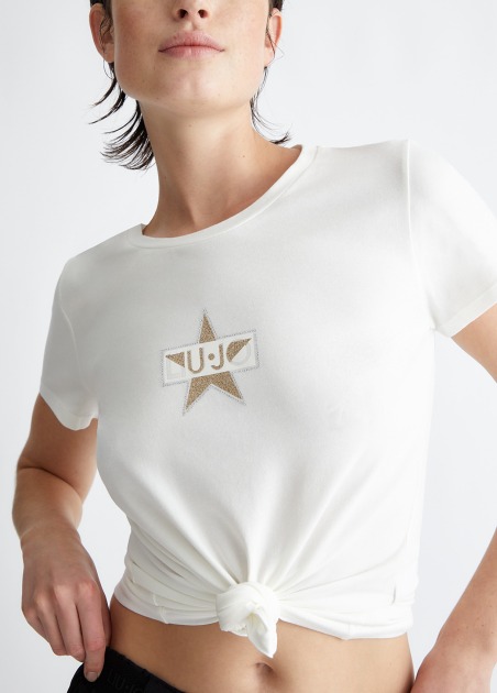 Camiseta con estrella y logotipo TA4136 | LIU JO