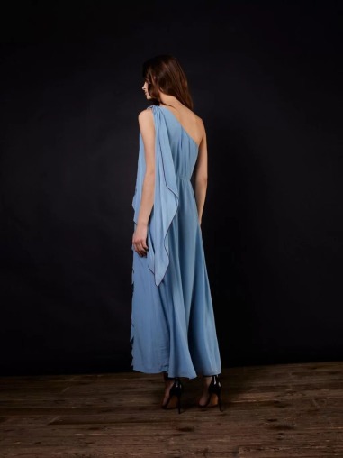 Vestido asimétrico azul 5344-427 | IS COMING