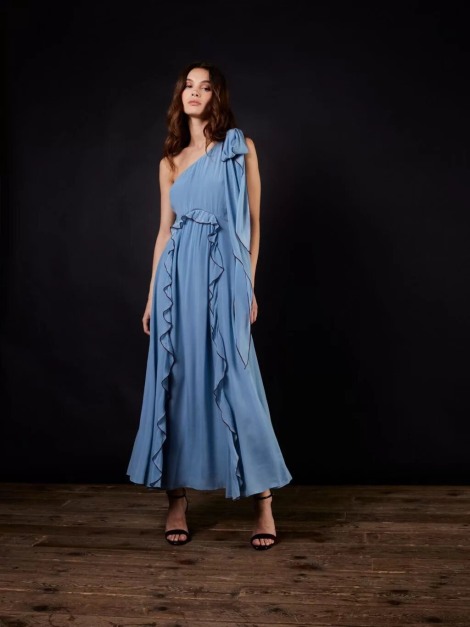 Vestido asimétrico azul 5344-427 | IS COMING