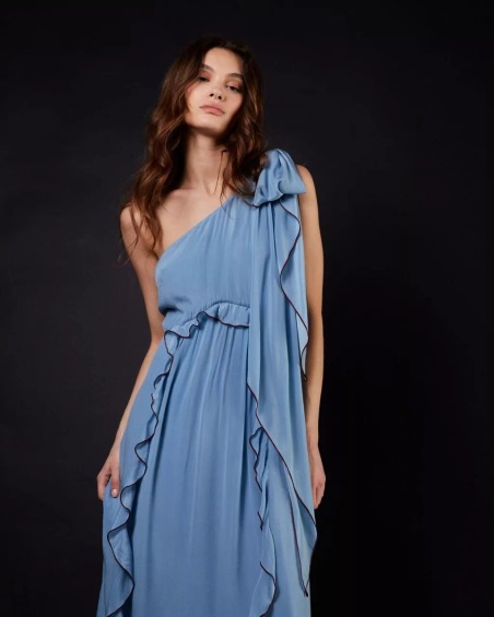 Vestido asimétrico azul 5344-427 | IS COMING