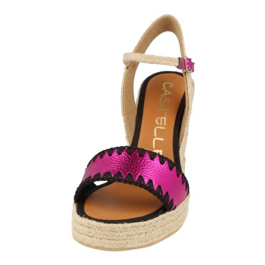 Cuña yute 887 piel metalizada fuxia | Casteller