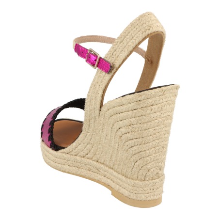 Cuña yute 887 piel metalizada fuxia | Casteller