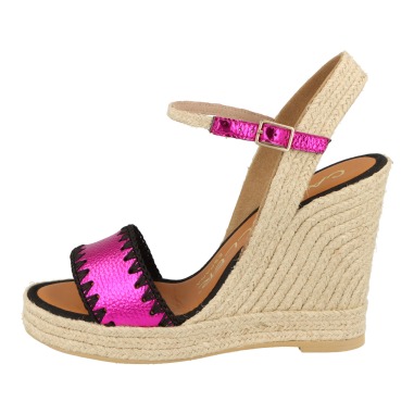 Cuña yute 887 piel metalizada fuxia | Casteller