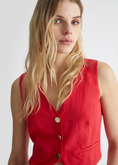 Chaleco en mezcla de lino MA4048 | LIU JO