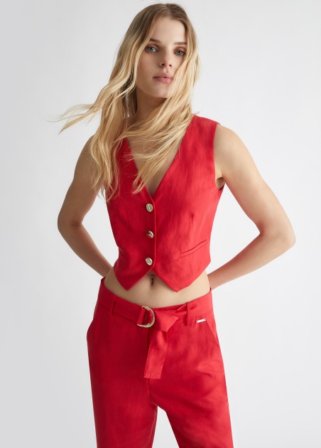 Chaleco en mezcla de lino MA4048 | LIU JO