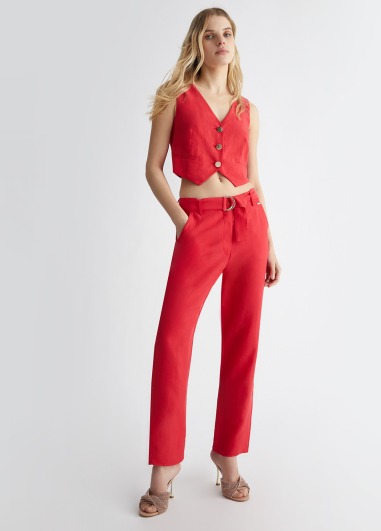 Chaleco en mezcla de lino MA4048 | LIU JO